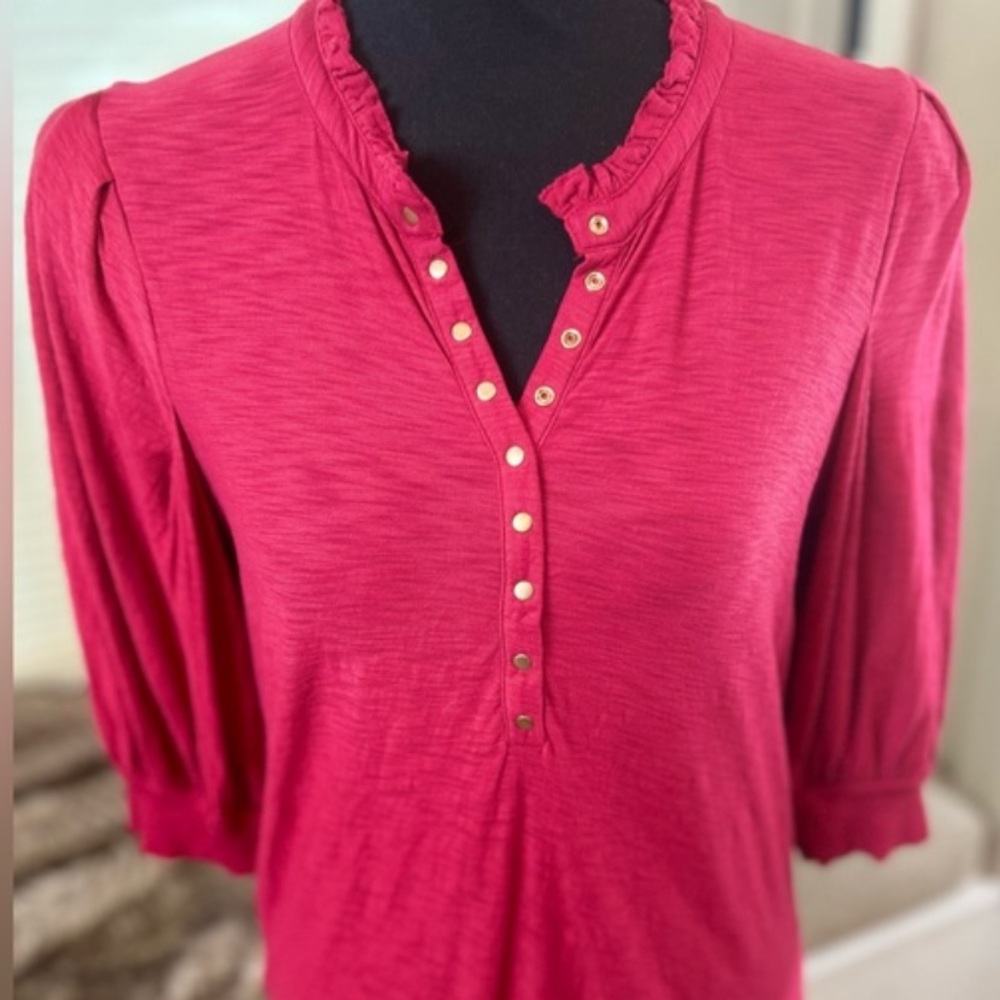 Nation LTD Puff Sleeve Gold Snap Top - Women’s Medium